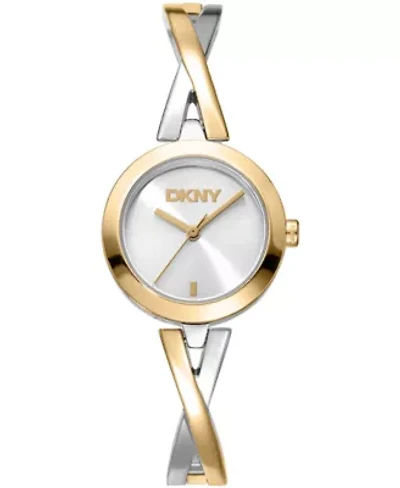 DKNY Women's Half Bangle Silver Dial Two-Tone Stainless Steel Watch 26mm