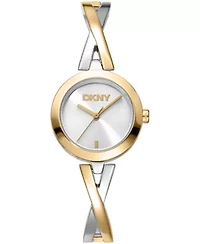 DKNY Women's Half Bangle Silver Dial Two-Tone Stainless Steel Watch 26mm
