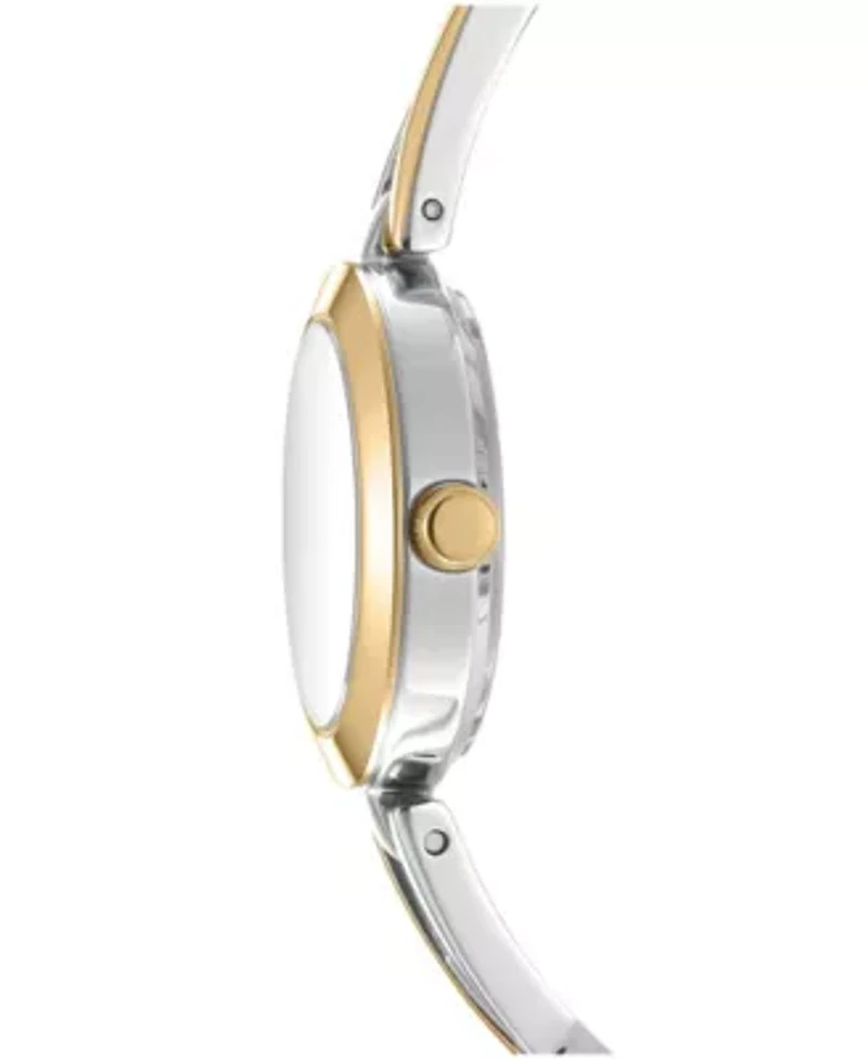 DKNY Women's Half Bangle Silver Dial Two-Tone Stainless Steel Watch 26mm