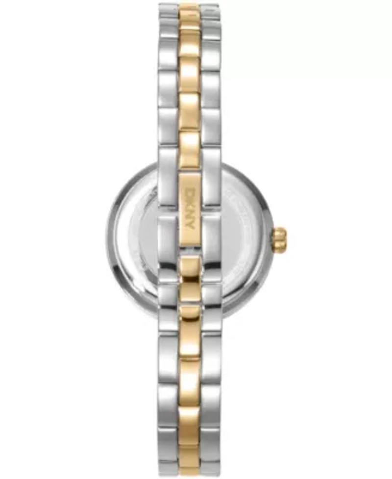 DKNY Women's Half Bangle Silver Dial Two-Tone Stainless Steel Watch 26mm