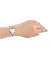 DKNY Women's Half Bangle Silver Dial Stainless Steel Watch 26mm