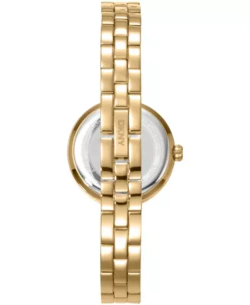 DKNY Women's Half Bangle Champagne Dial Gold-Tone Stainless Steel Watch 26mm