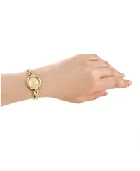 DKNY Women's Half Bangle Champagne Dial Gold-Tone Stainless Steel Watch 26mm