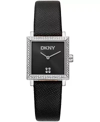 DKNY Women's Milanese Black Dial Black Leather Strap Watch & Stainless Steel 24x31mm
