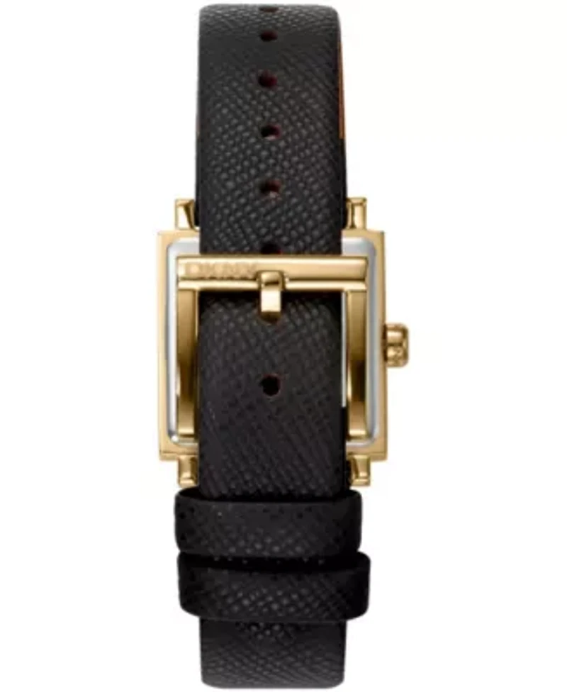 DKNY Women's Milanese Silver Dial Black Leather Strap Watch 24x31mm