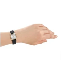DKNY Women's Milanese Silver Dial Black Leather Strap Watch 24x31mm