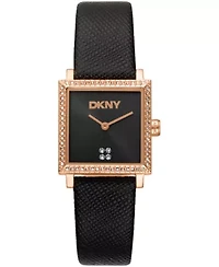 DKNY Women's Milanese Black Dial Black Leather Strap Watch 24x31mm