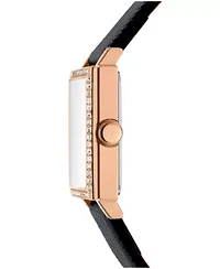 DKNY Women's Milanese Black Dial Black Leather Strap Watch 24x31mm
