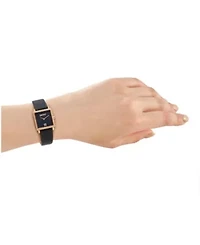DKNY Women's Milanese Black Dial Black Leather Strap Watch 24x31mm