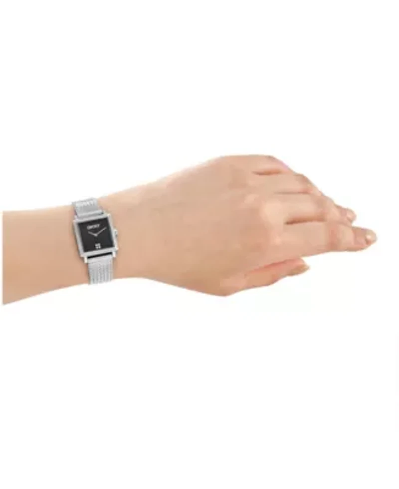 DKNY Women's Milanese Black Dial Stainless Steel Bracelet Watch 24x31mm