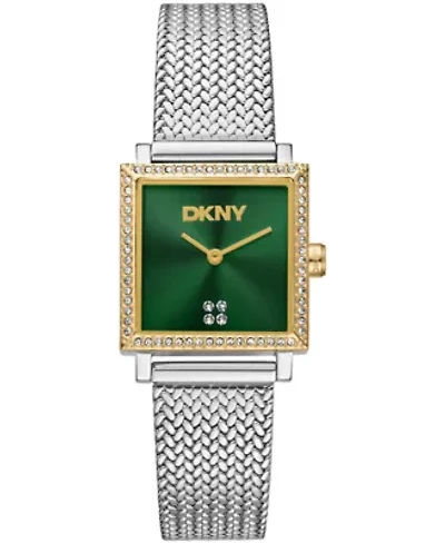 DKNY Women's Milanese Green Dial Two-Tone Stainless Steel Bracelet Watch 24x31mm