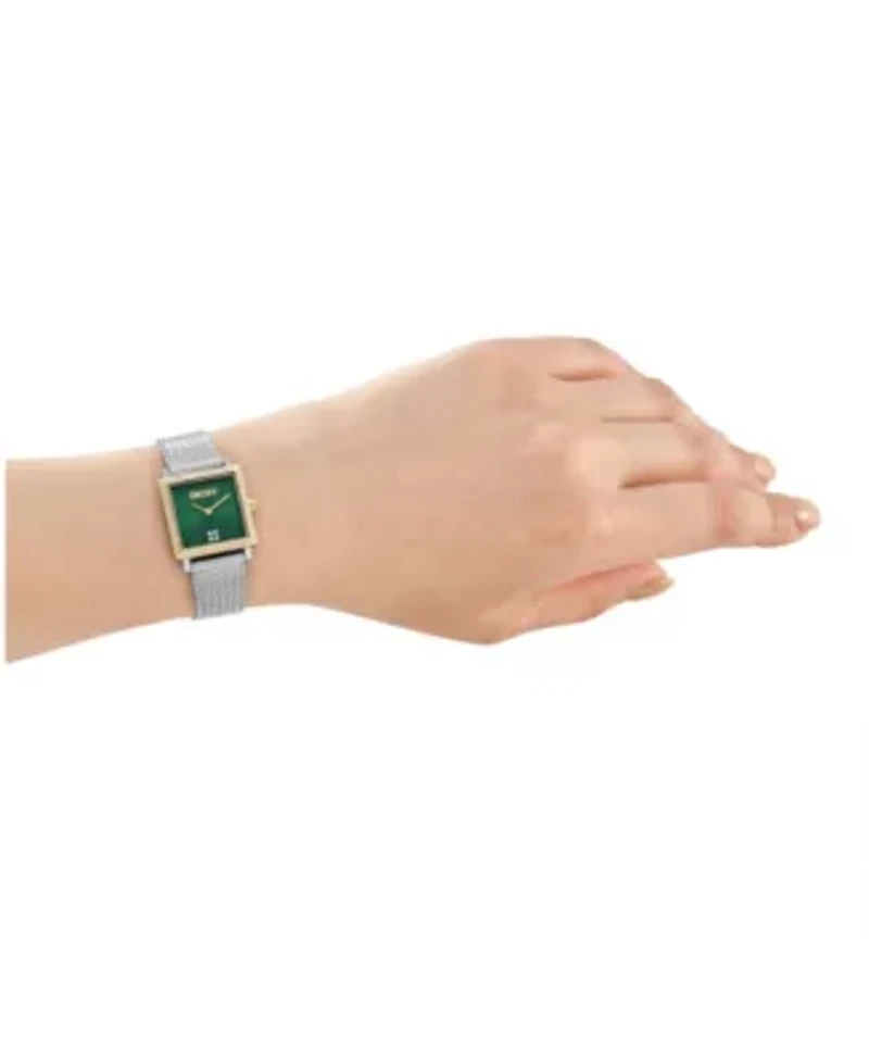 DKNY Women's Milanese Green Dial Two-Tone Stainless Steel Bracelet Watch 24x31mm