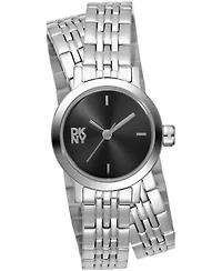 DKNY Women's Mini Black Dial Stainless Steel Double Bracelet Watch 23mm