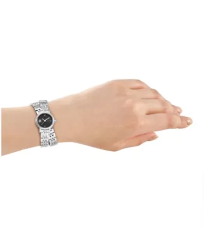 DKNY Women's Mini Black Dial Stainless Steel Double Bracelet Watch 23mm