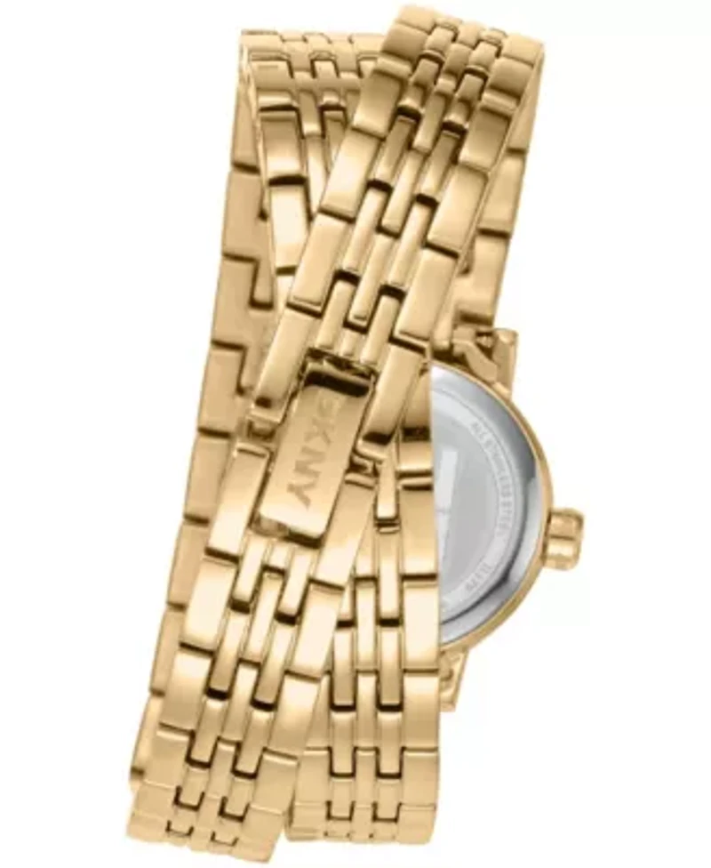 DKNY Women's Mini Black Dial Gold-Tone Stainless Steel Double Bracelet Watch 23 mm
