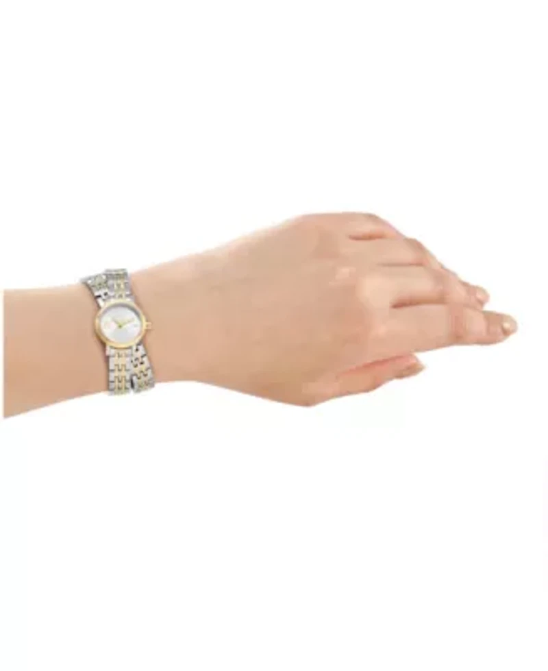 DKNY Women's Mini Silver Dial Two-Tone Stainless Steel Double Bracelet Watch 23 mm