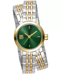 DKNY Women's Mini Dark Green Dial Two-Tone Stainless Steel Double Bracelet Watch 23 mm