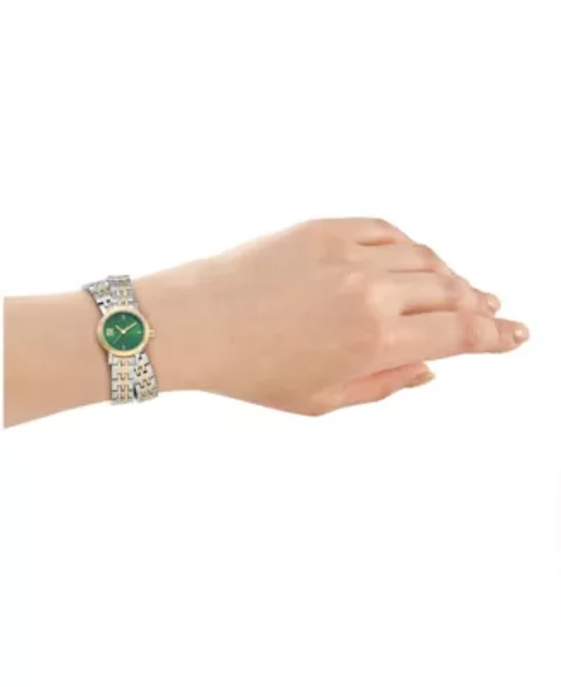 DKNY Women's Mini Dark Green Dial Two-Tone Stainless Steel Double Bracelet Watch 23 mm