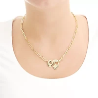 Gold Plated 18" Cubic Zirconia Initial Chunky Chain Necklace