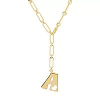 Gold Plated 18" Cubic Zirconia Initial Chunky Chain Necklace