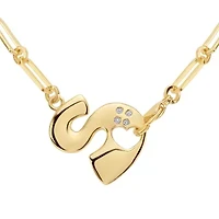 Gold Plated 18" Cubic Zirconia Initial Chunky Chain Necklace