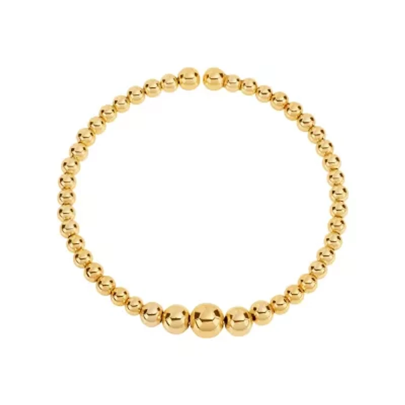 Gold Plated 7" Graduated Bead Open Cuff Bracelet