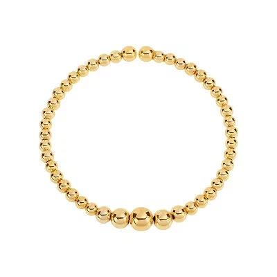 Gold Plated 7" Graduated Bead Open Cuff Bracelet