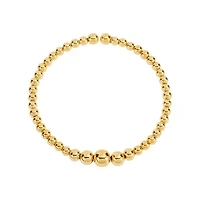 Gold Plated 7" Graduated Bead Open Cuff Bracelet