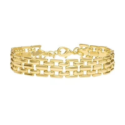 Gold Plated 7" +1" Thick Tile Chain Bracelet