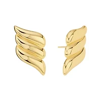 Gold Plated Triple Fancy Wave Stud Earrings