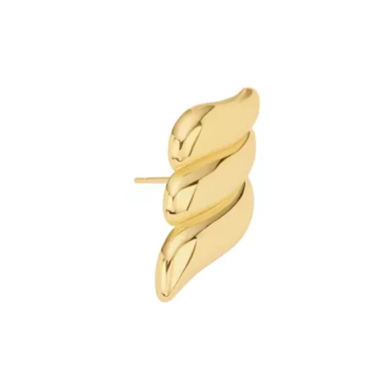 Gold Plated Triple Fancy Wave Stud Earrings