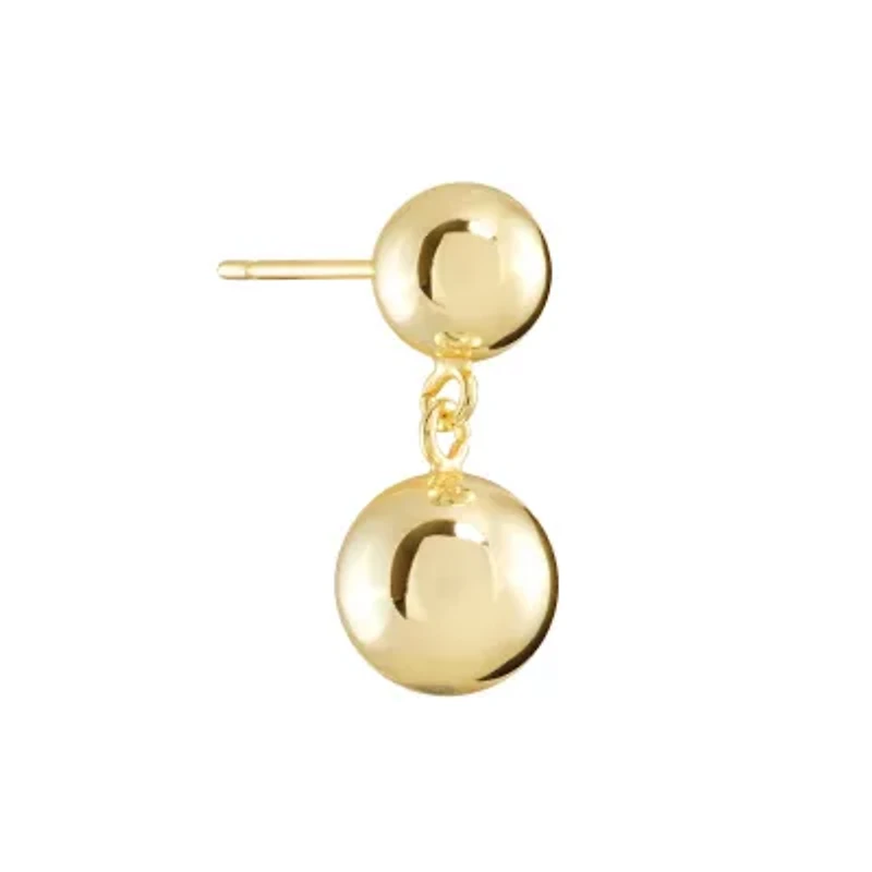 Gold Plated Double Ball Post Drop Earrings