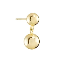 Gold Plated Double Ball Post Drop Earrings