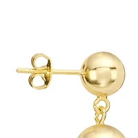 Gold Plated Double Ball Post Drop Earrings