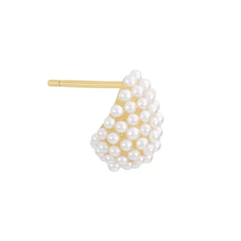 Gold Plated Simulated Pearl Dome Stud Earrings