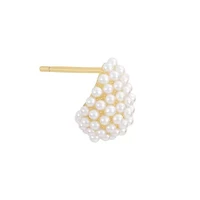 Gold Plated Simulated Pearl Dome Stud Earrings