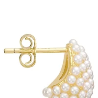 Gold Plated Simulated Pearl Dome Stud Earrings