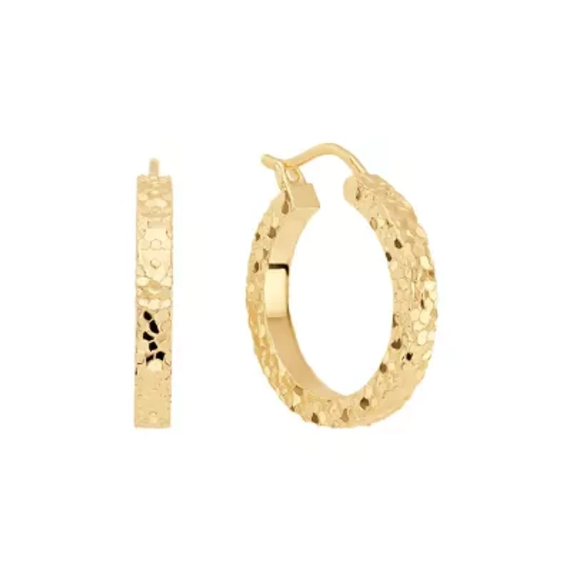 Gold Plated 1.05" Pebbled Textured Earrings