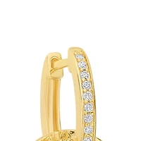 Gold Plated 0.97" Textured Disc Huggie Hoop Earrings