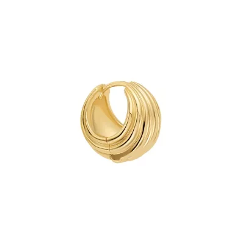 Gold Plated 18mm Ribbed Huggie Hoop Earrings