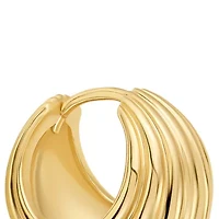 Gold Plated 18mm Ribbed Huggie Hoop Earrings