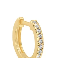 Gold Plated 1.28" Radient Beaded Heart Cubic Zirconia Huggie Hoop Earrings
