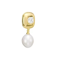 Gold Plated Fresh Water Pearl and Cubic Zirconia Drop Earrings