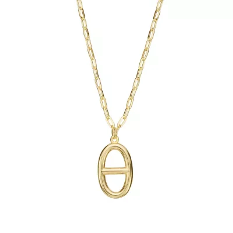 Gold Plated 16" + 2" Long Oval Marina Link Paperclip Necklace