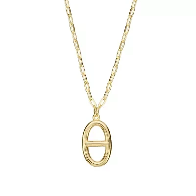 Gold Plated 16" + 2" Long Oval Marina Link Paperclip Necklace