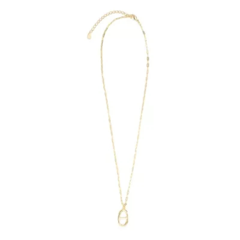 Gold Plated 16" + 2" Long Oval Marina Link Paperclip Necklace