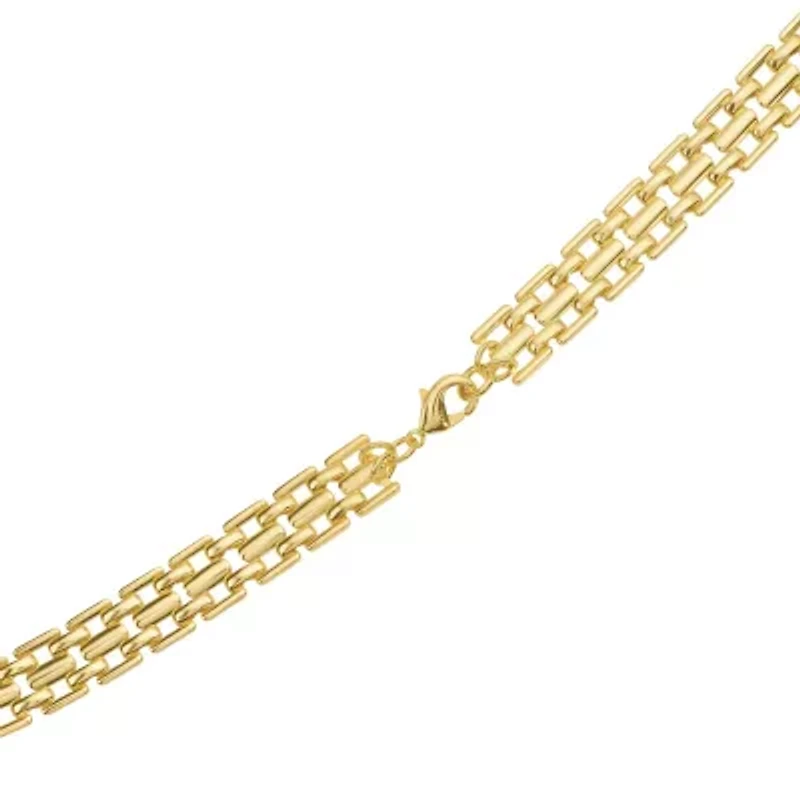 Gold Plated 20" Thick Tile Chain Necklace