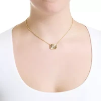 Gold Plated 16" + 2" Cubic Zirconia Sunburst Square Necklace