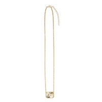 Gold Plated 16" + 2" Cubic Zirconia Sunburst Square Necklace