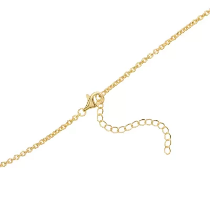 Gold Plated 16" + 2" Cubic Zirconia Sunburst Square Necklace
